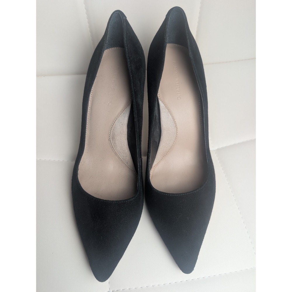 Banana Republic Black Suede Pointed Toe Stiletto Heels Women's Size 7.5 Classic